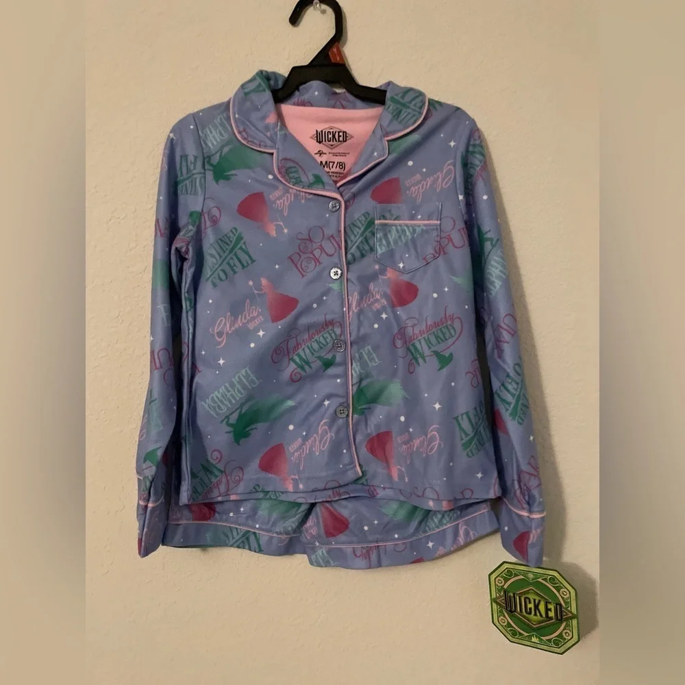 Wicked Girls Warm and Cozy Shorts and L/S top Pajama Set - Blue and Pink size M